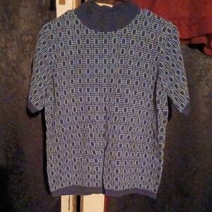 Westbound Navy and Black Geometric Turtleneck Sweater